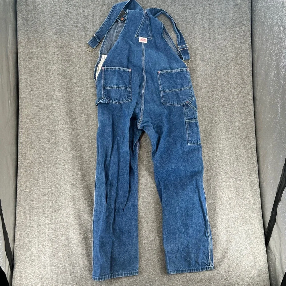 Round House Mens Vintage Denim Bib Overalls Lot 966 Blue Made in USA 38x32